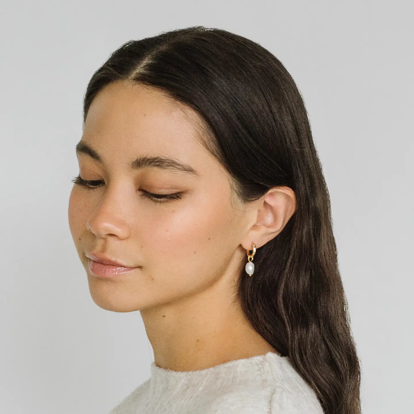 Anna Small Hoops + Pearl Drop Charms - Kara Yoo