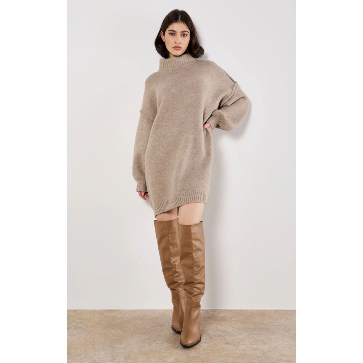 Oversized Sweater Dress — Stone