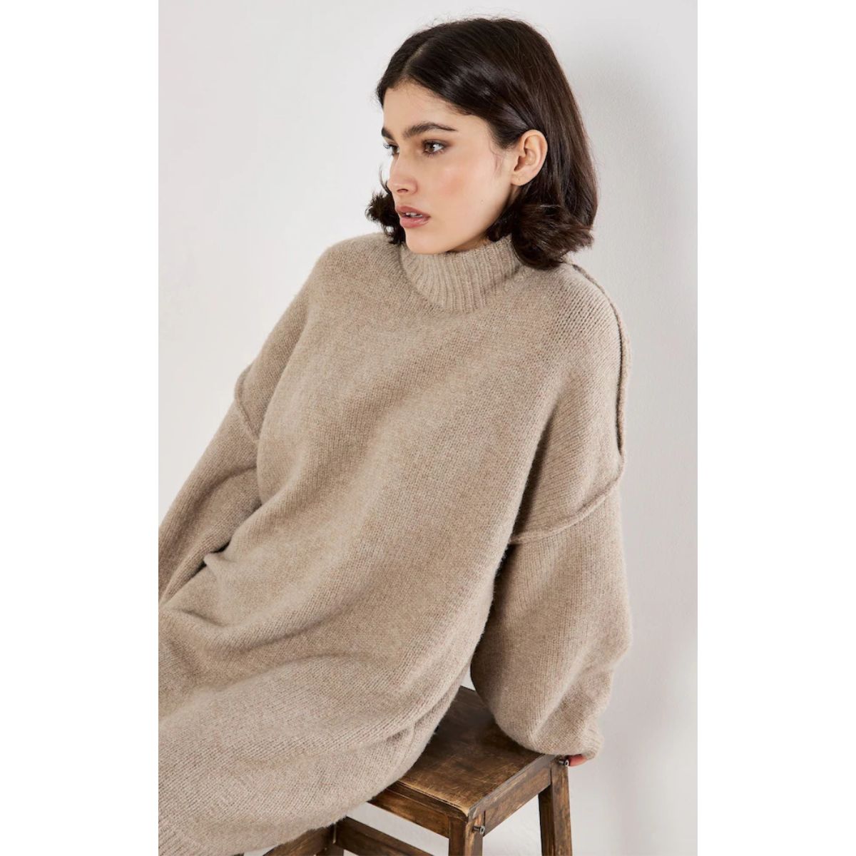 Oversized Sweater Dress — Stone