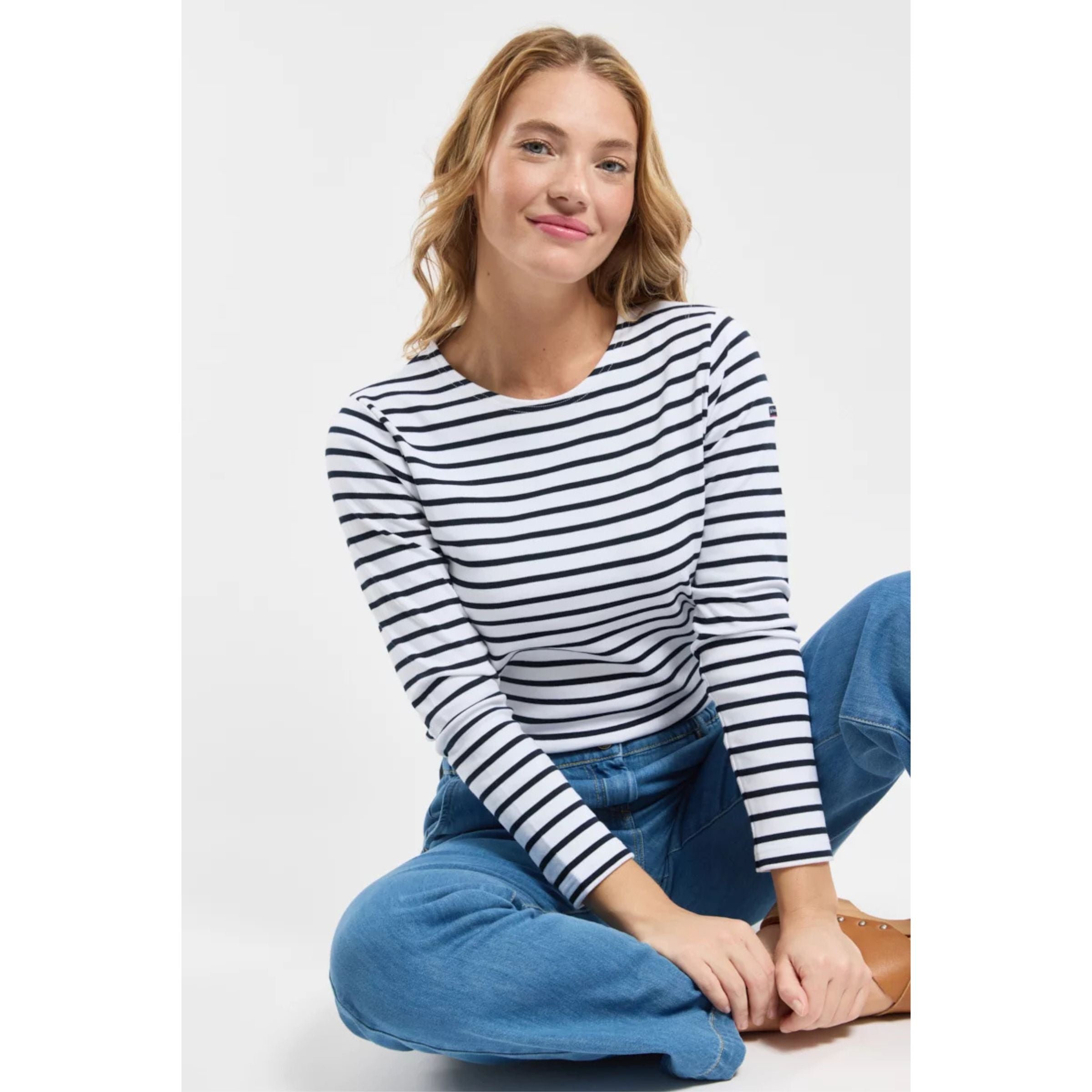 Armor-lux Classic Breton Shirt — White/Navy
