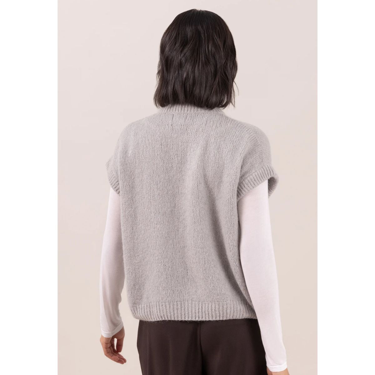 Leigh Sleeveless Zip Cardigan — Silver Grey - Public Mercantile