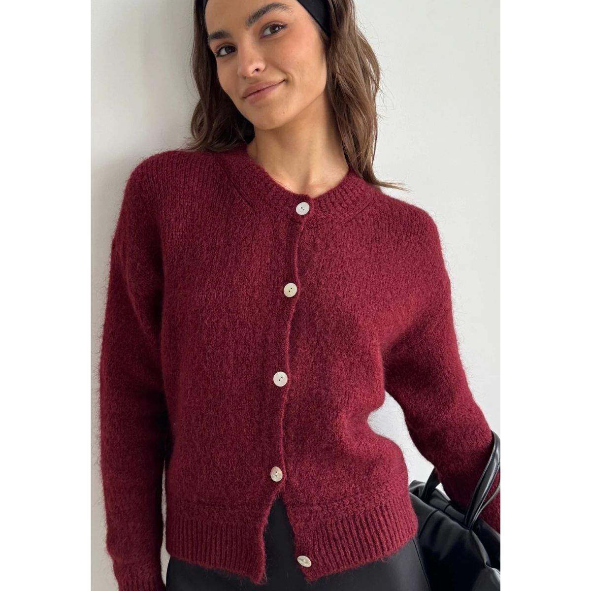 Reyna Soft Alpaca Cardigan — Dark Cherry - Public Mercantile