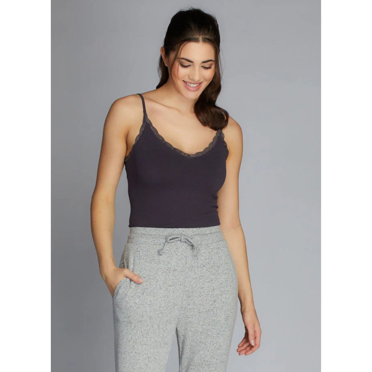 Bamboo Tank with Lace Trim — Lead