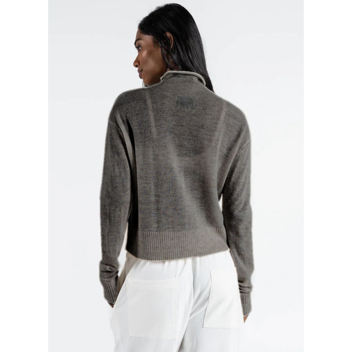 Wool Blend Mockneck Sweater — Charcoal