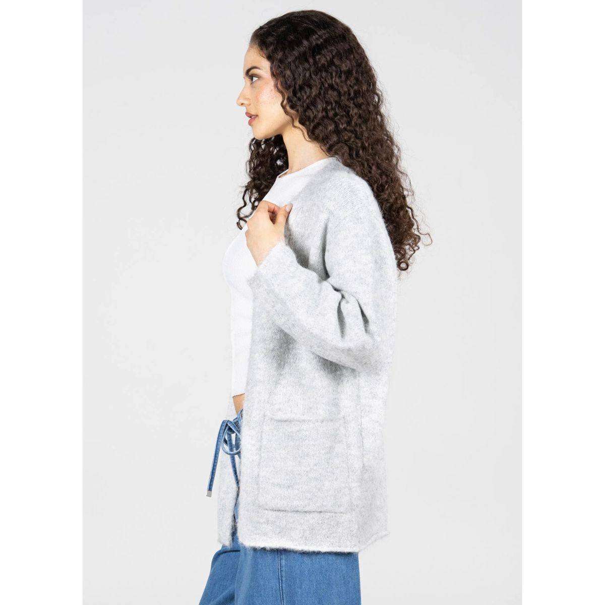 Relaxed Cardigan Sweater — Heather Grey