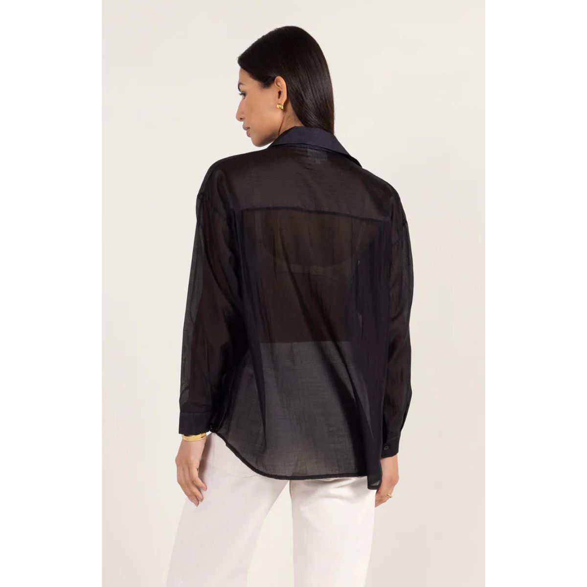 Ines Sheer Shirt — Black - Public Mercantile