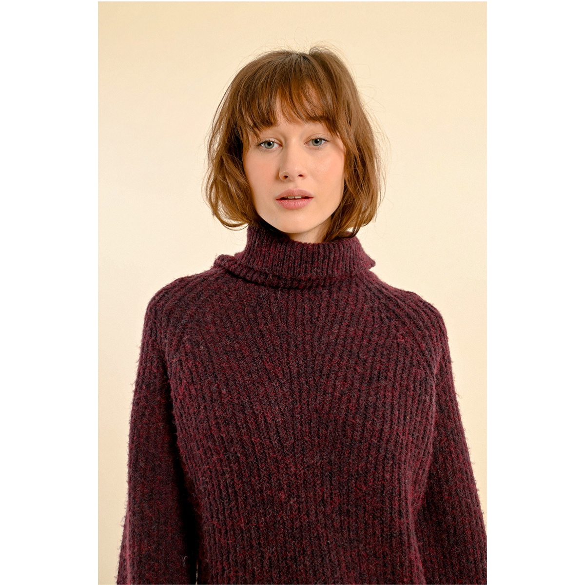 Chunky Knit Turtleneck Sweater — Merlot - Public Mercantile