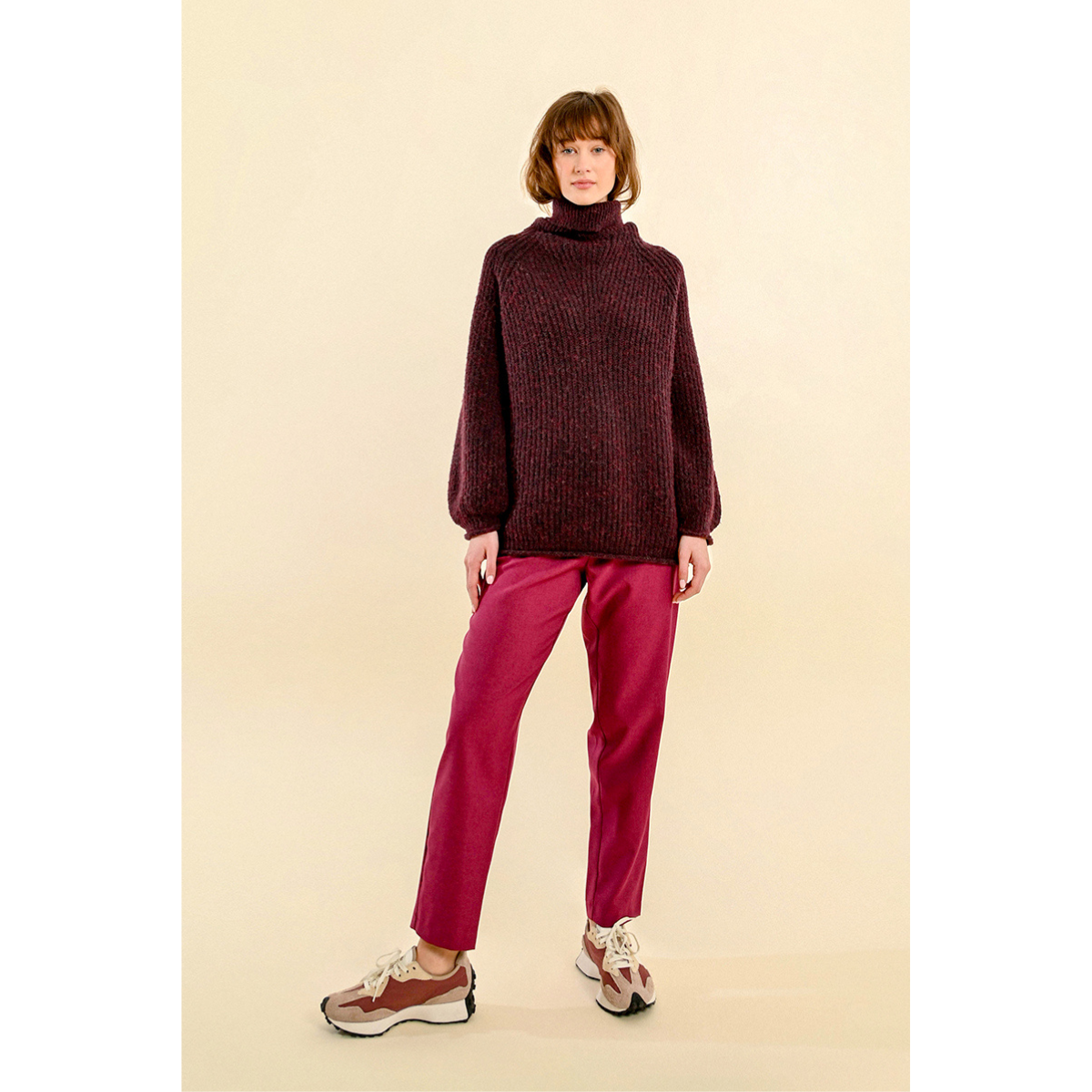 Chunky Knit Turtleneck Sweater — Merlot - Public Mercantile
