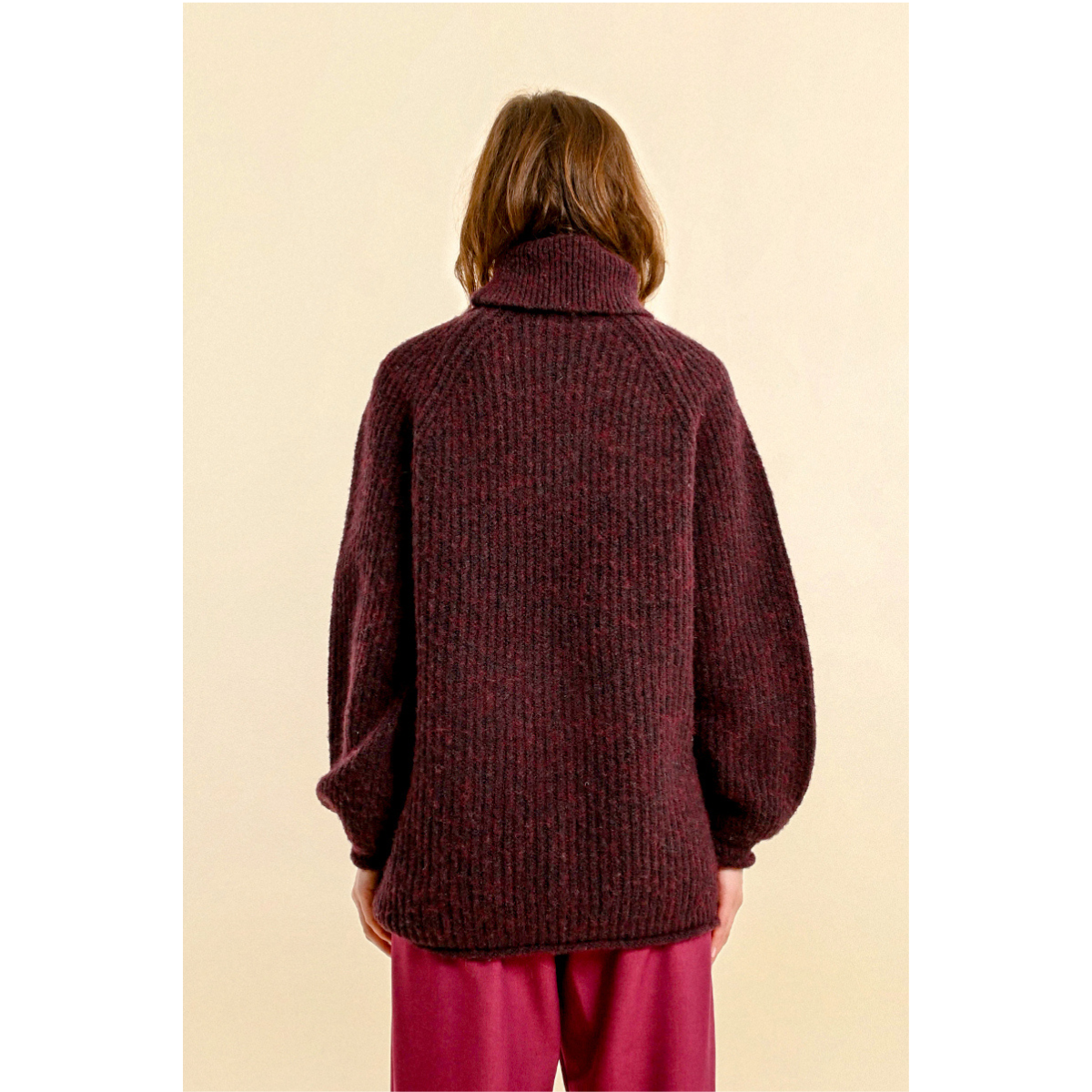 Chunky Knit Turtleneck Sweater — Merlot - Public Mercantile