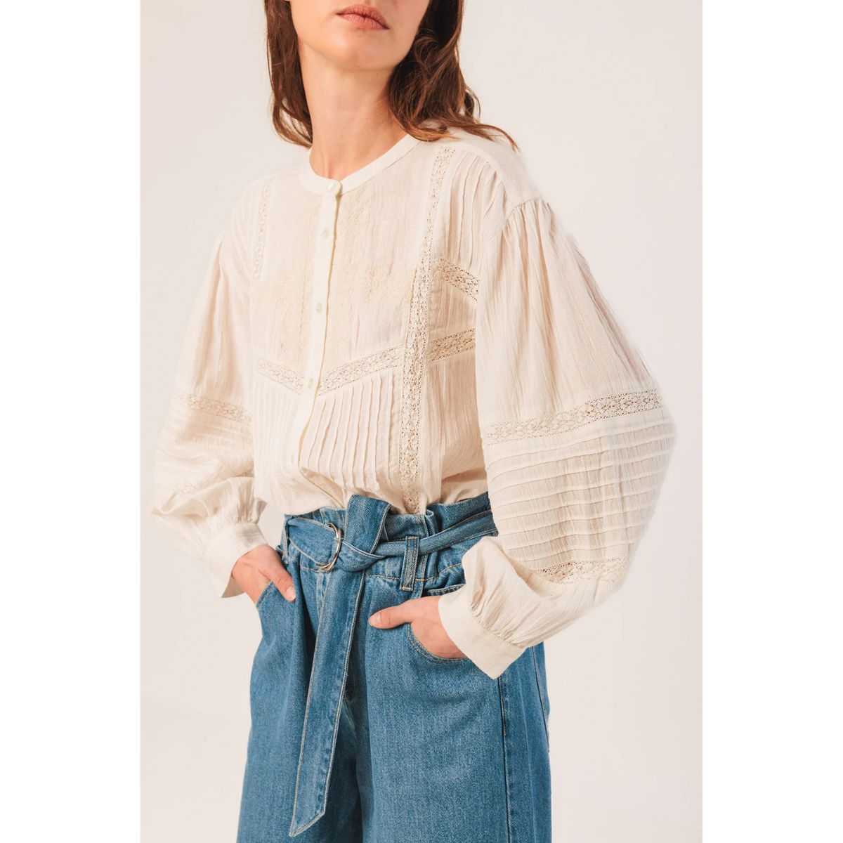 Organic Cotton Embroidered Shirt — Cream