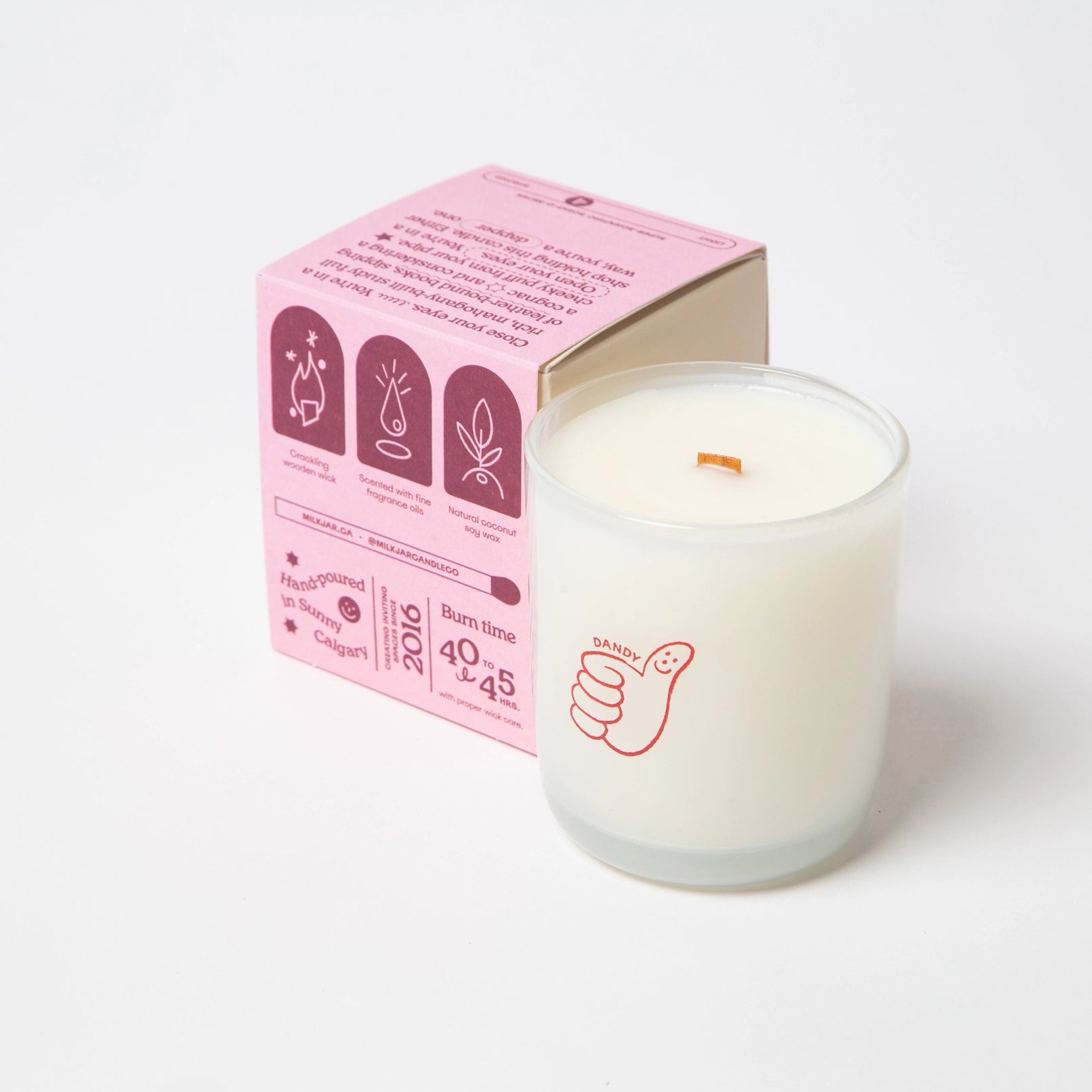 Dandy | Mahogany, Firewood & Pine Candle — Milk Jar