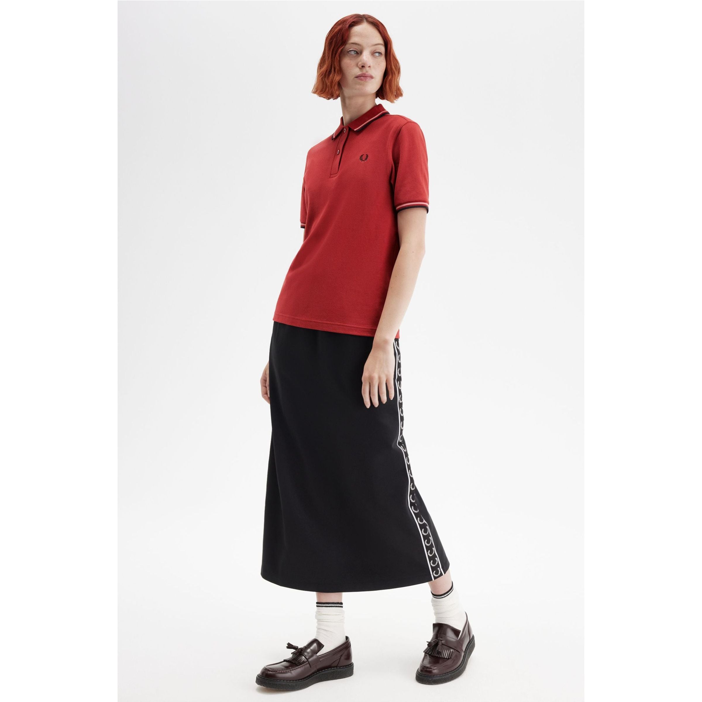 Fred Perry Twin-Tipped Shirt - Burnt Red / Putty Pink / Black