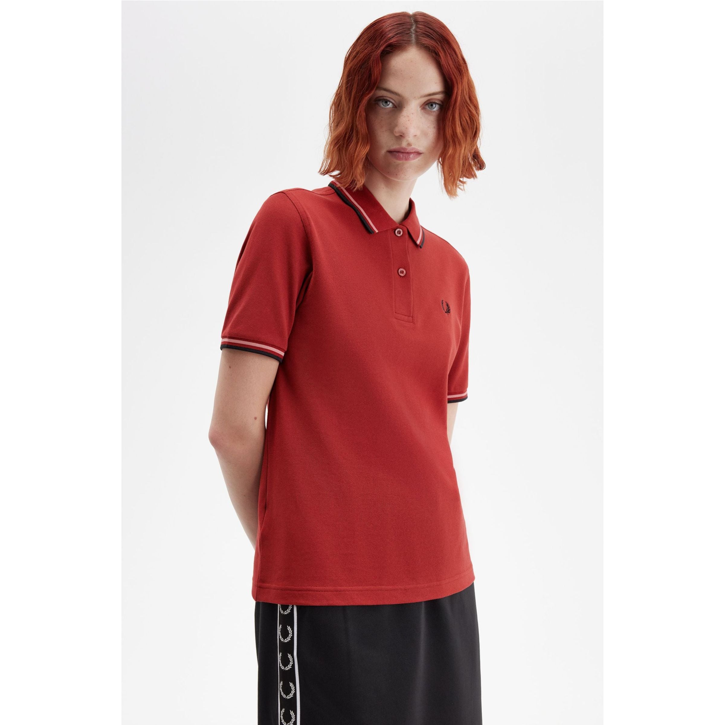 Fred Perry Twin-Tipped Shirt - Burnt Red / Putty Pink / Black
