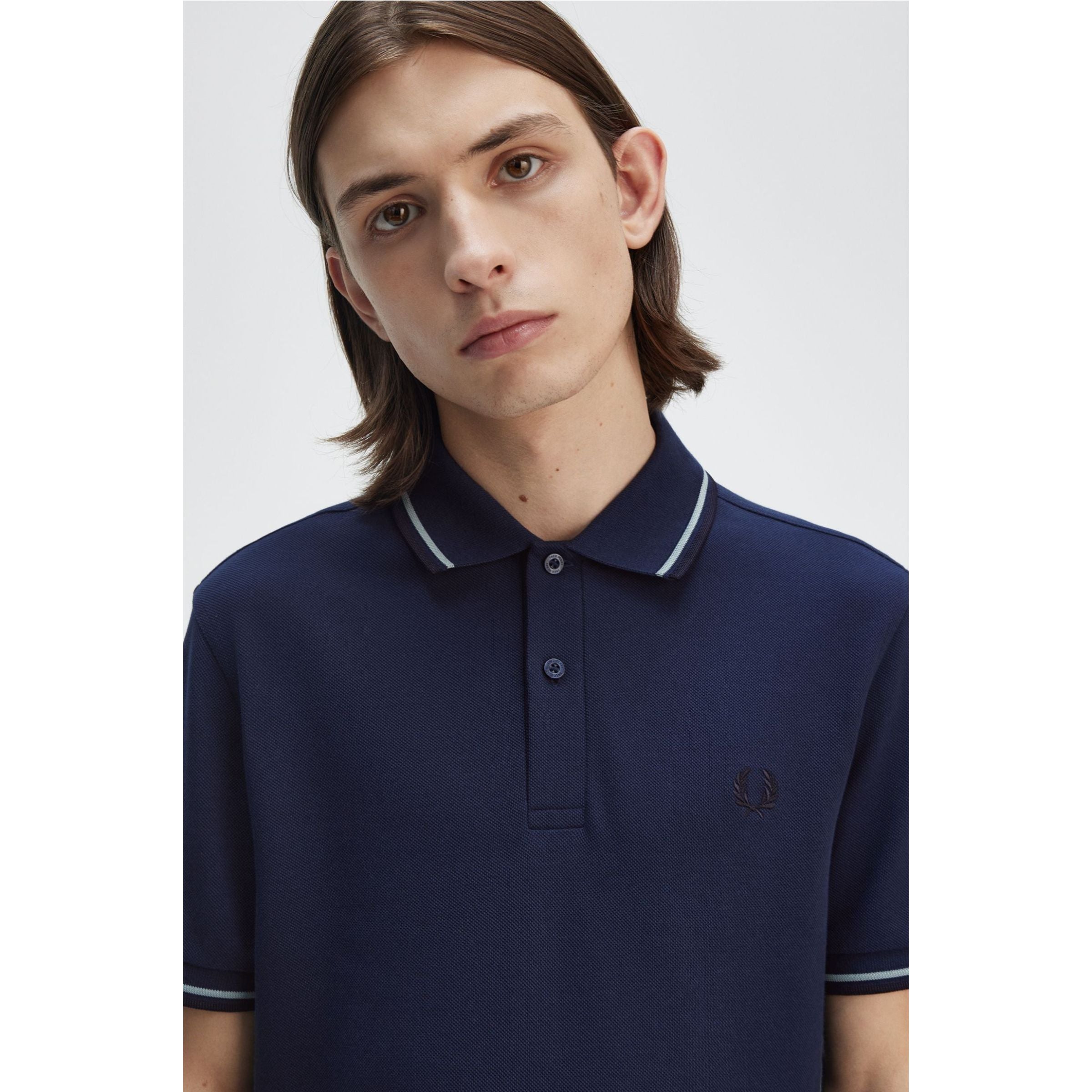 Fred Perry Twin-Tipped Shirt — Tennis Blue / Silver Blue / Navy