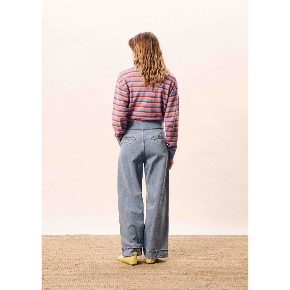 FRNCH Adria Striped Cardigan — Light Blue/Pink - Public Mercantile