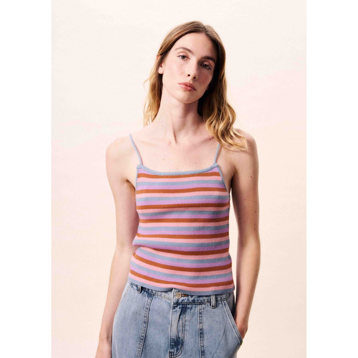 FRNCH Corallia Striped Tank — Light Blue/Pink - Public Mercantile