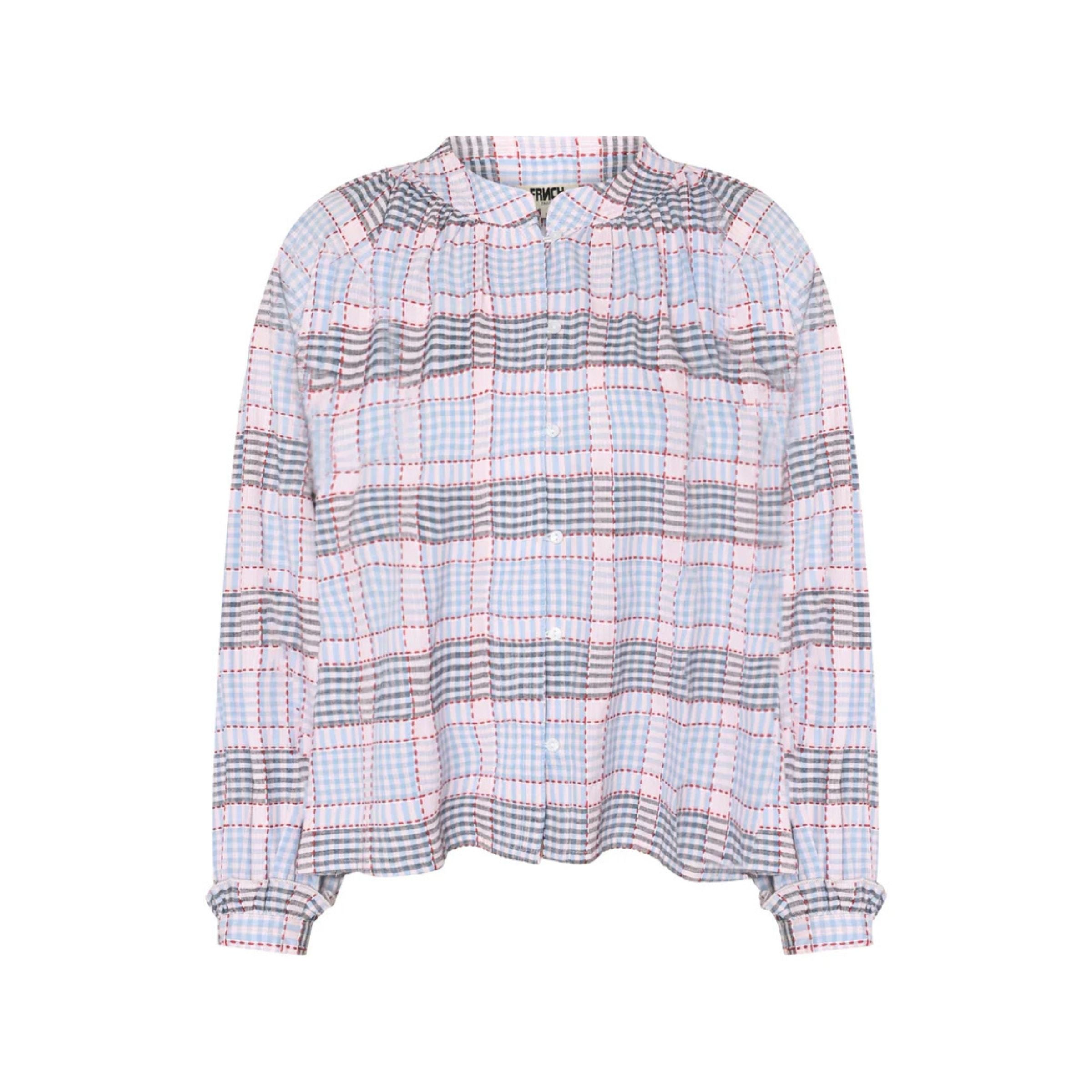 Chemise à carreaux en coton — Bleu clair