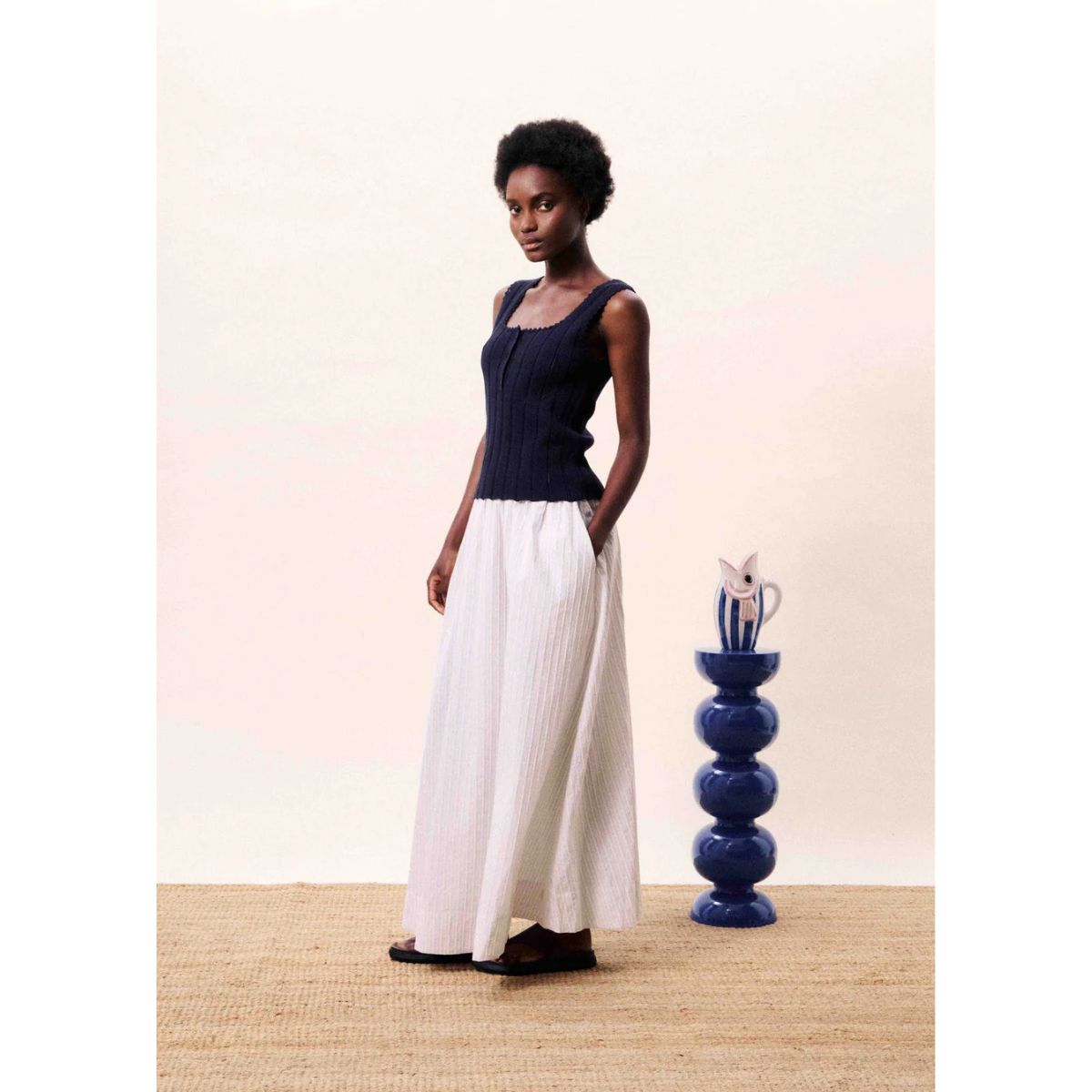 FRNCH Dundee Sleeveless Top — Navy Blue - Public Mercantile
