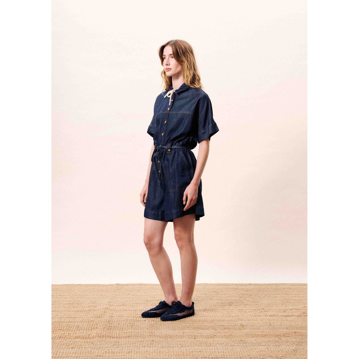 FRNCH Mariselle Denim Jumpsuit — Blue - Public Mercantile