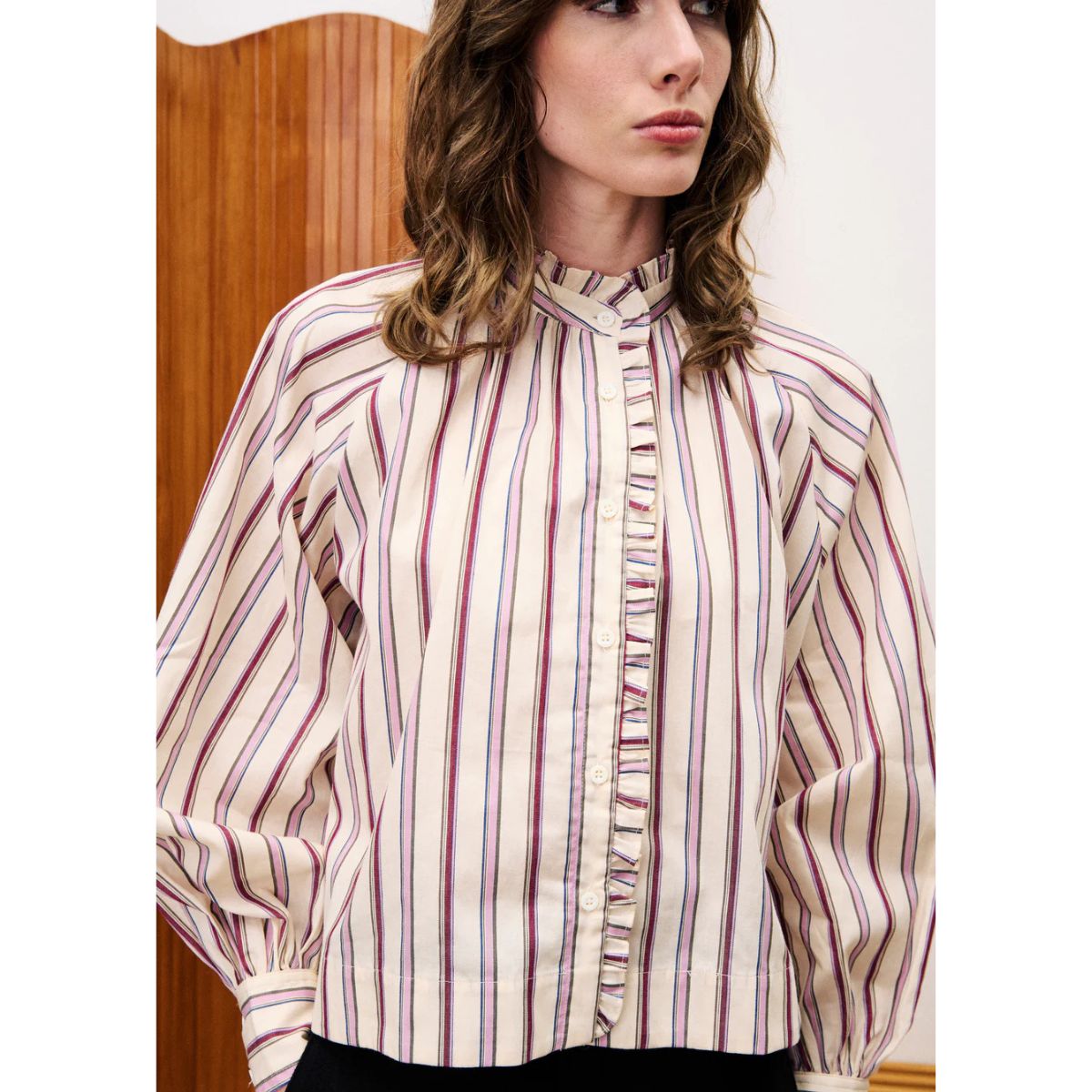 FRNCH Molly Cotton Shirt — Creme
