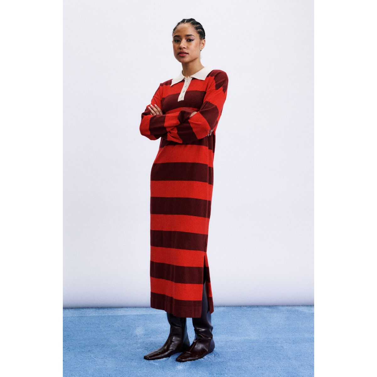 Robe à smocks rayée