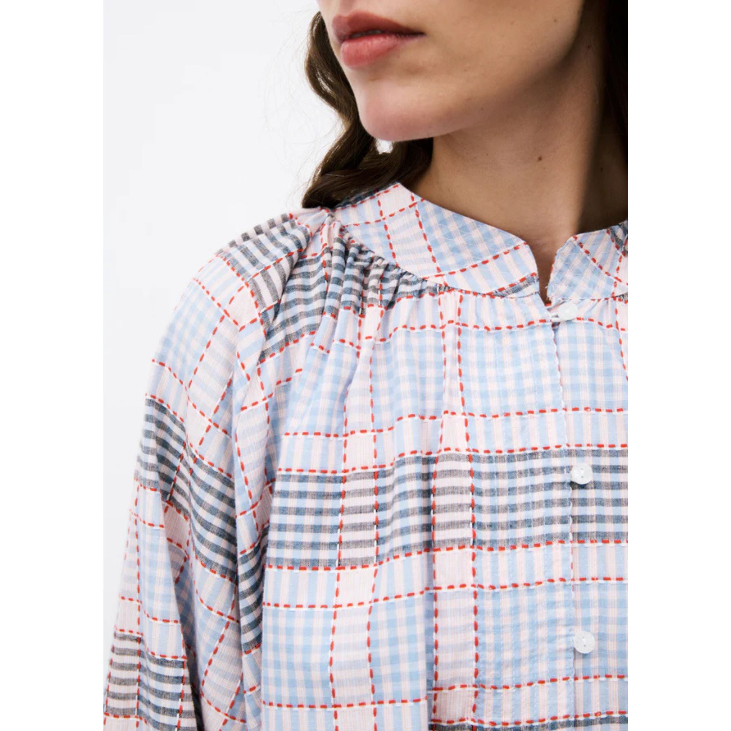 Chemise à carreaux en coton — Bleu clair