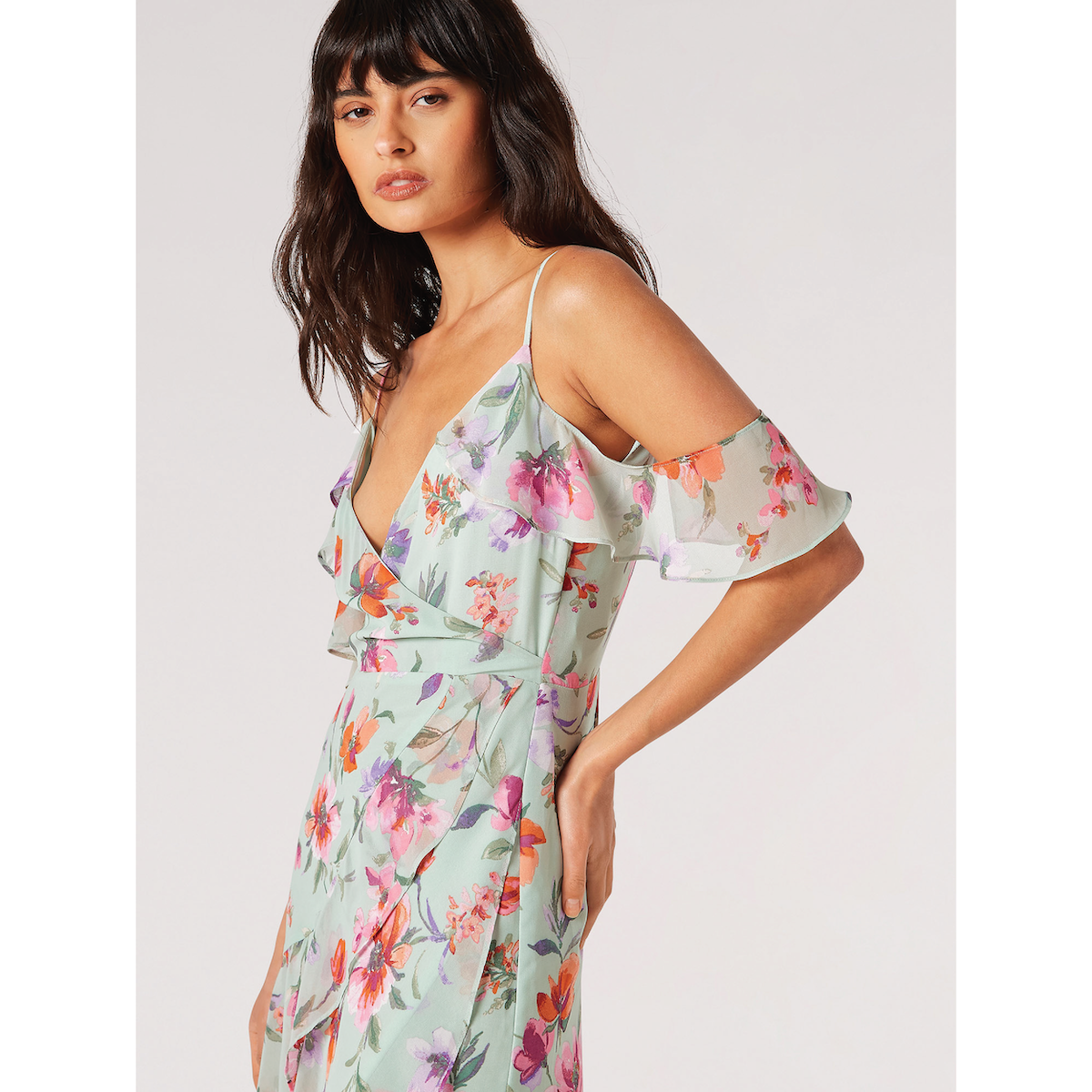 Floral Chiffon Dress — Mint - Public Mercantile