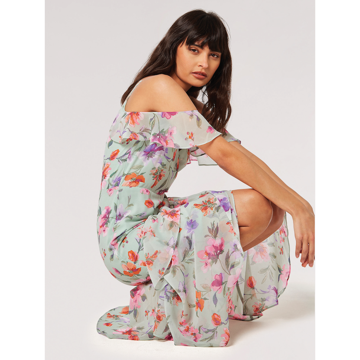 Floral Chiffon Dress — Mint - Public Mercantile