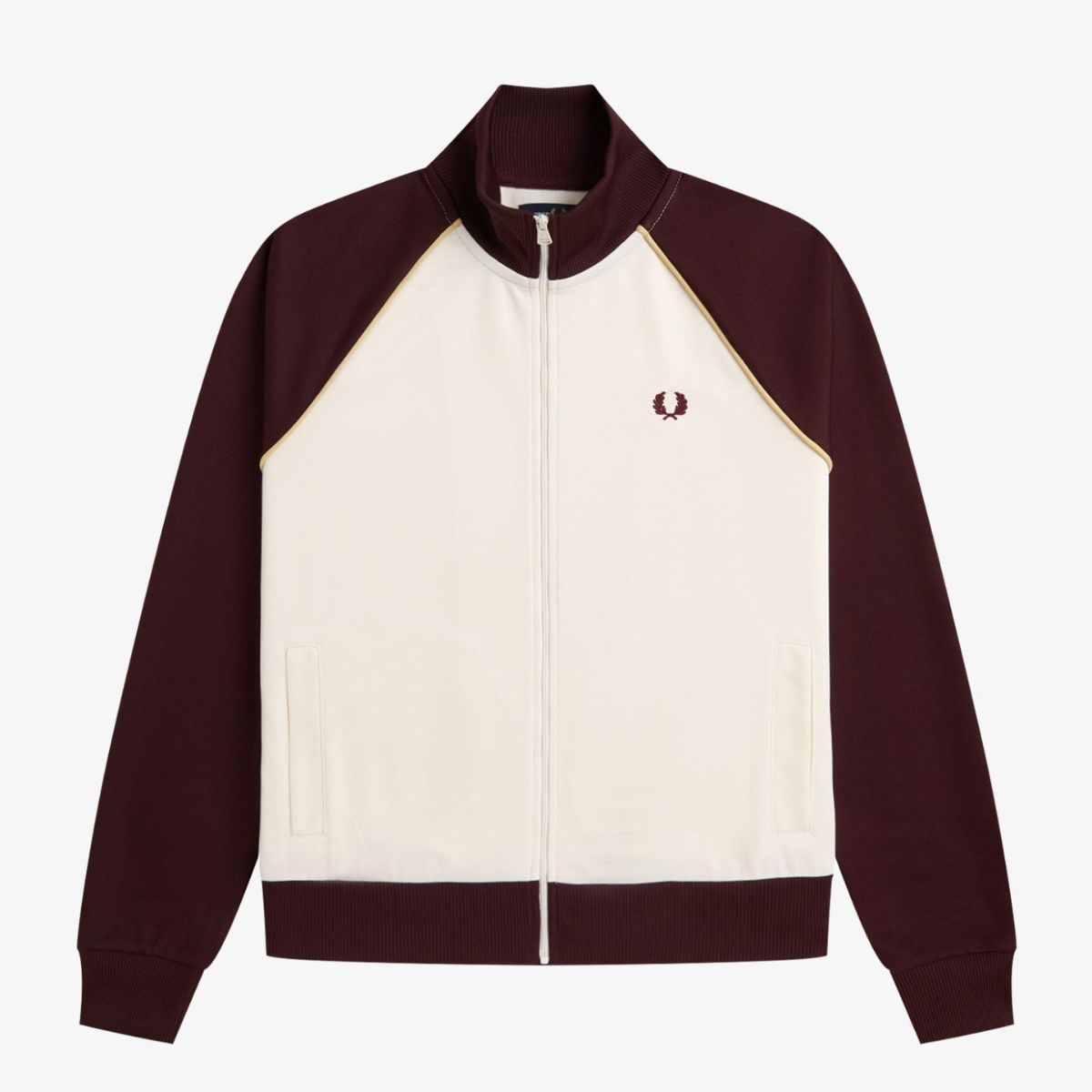 Fred Perry Colour Block Track Jacket — Ecru / Oxblood - Public Mercantile