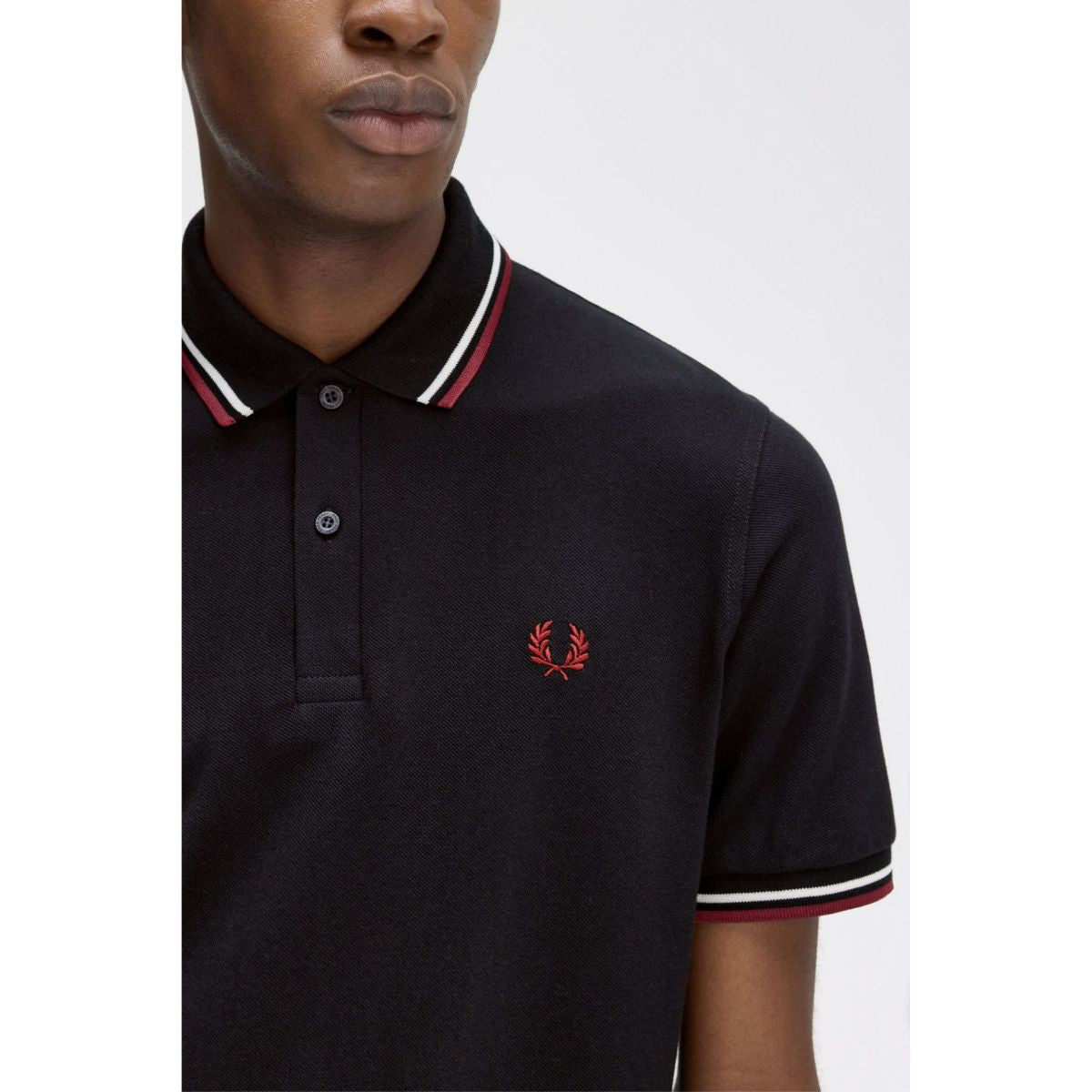 Fred Perry England Twin-Tipped Shirt — Black/Ecru/Oxblood - Public Mercantile