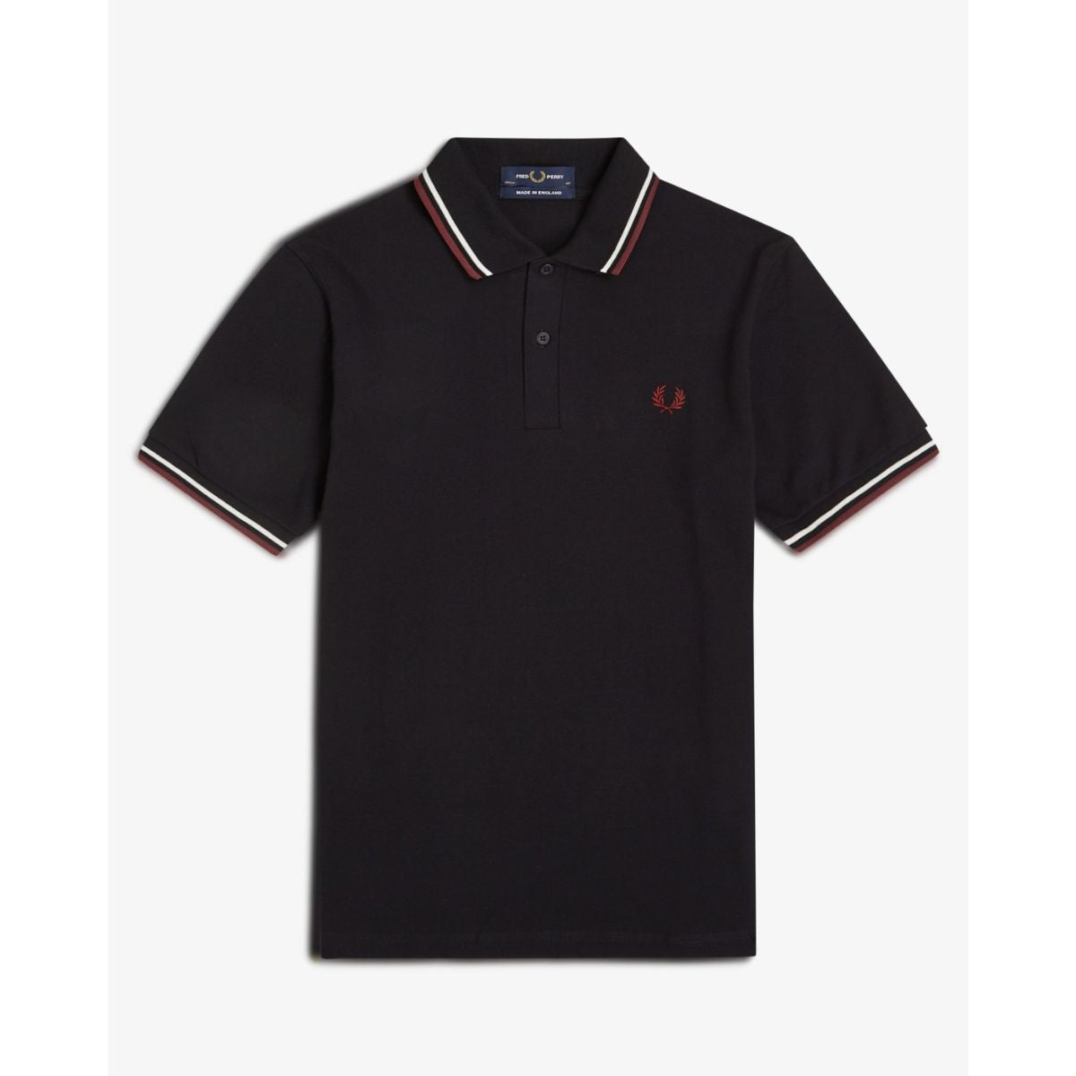 Fred Perry England Twin-Tipped Shirt — Black/Ecru/Oxblood - Public Mercantile