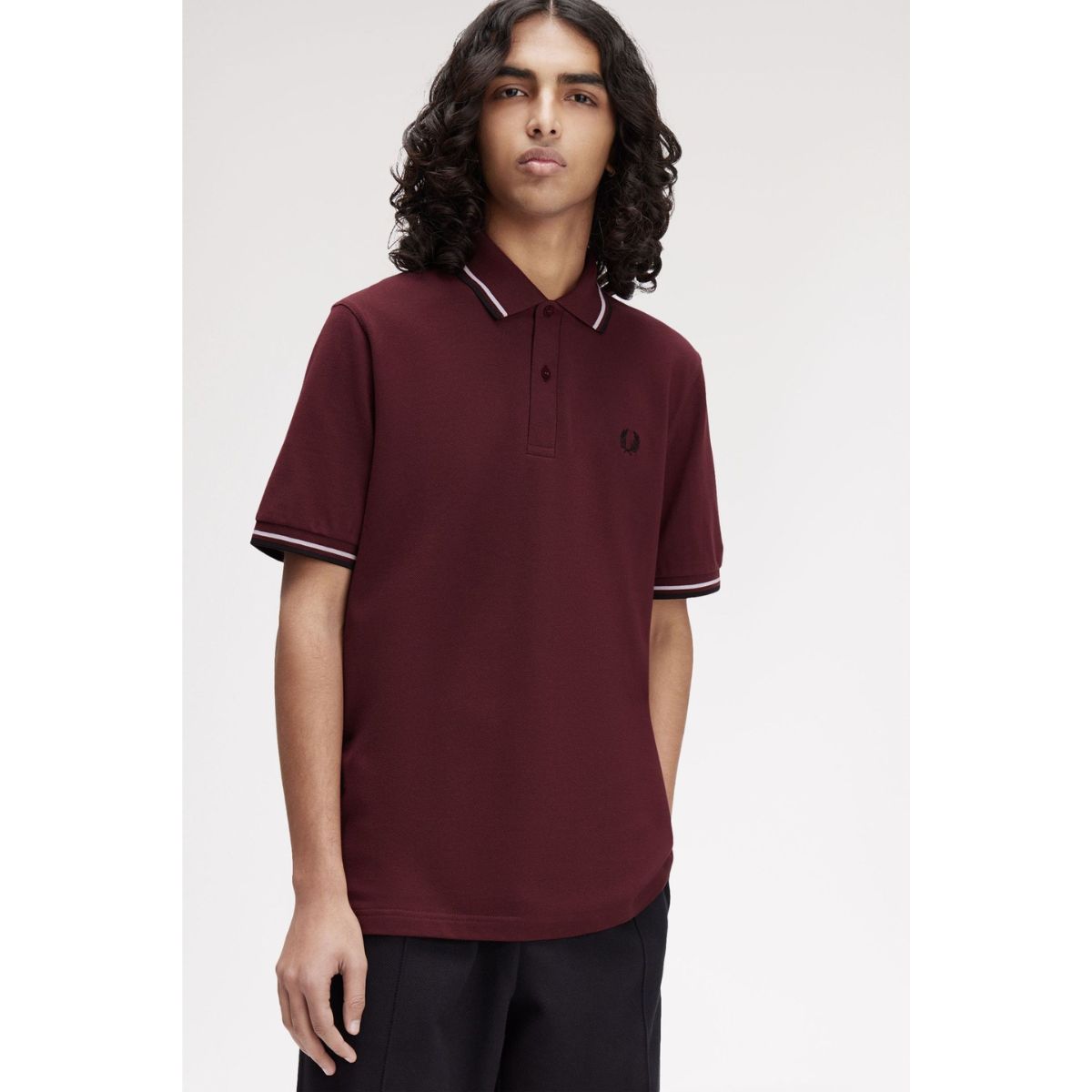 Fred Perry England Twin-Tipped Shirt — Oxblood/White/Black