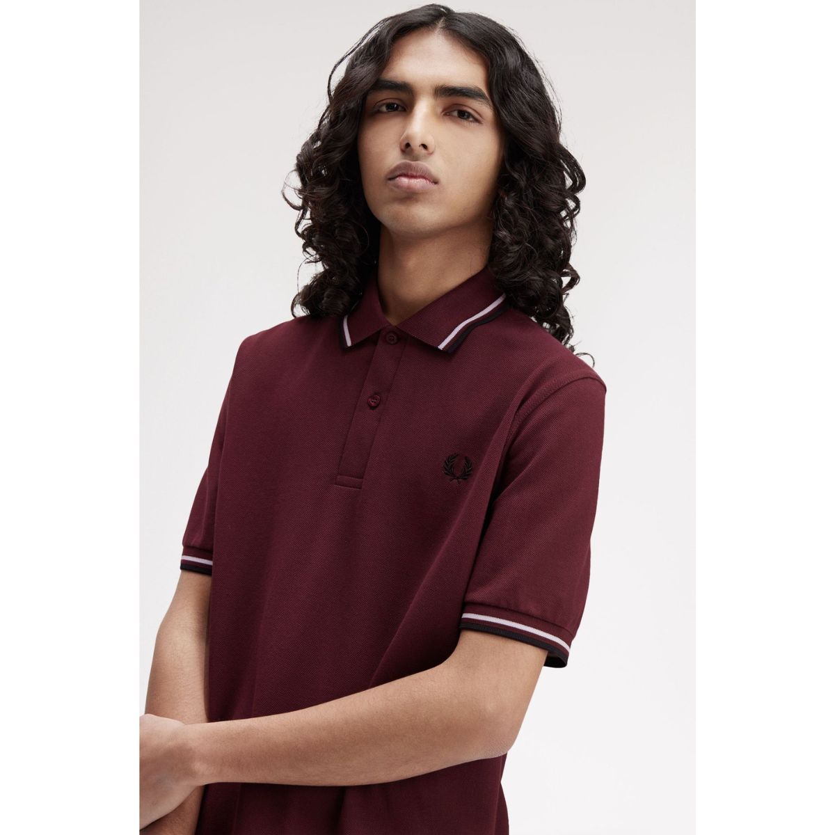 Fred Perry England Twin-Tipped Shirt — Oxblood/White/Black
