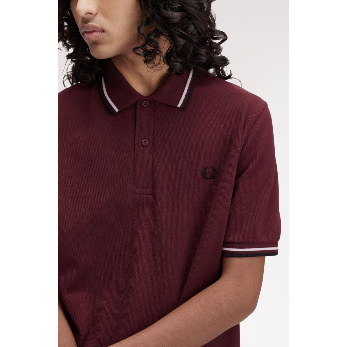 Fred Perry England Twin-Tipped Shirt — Oxblood/White/Black