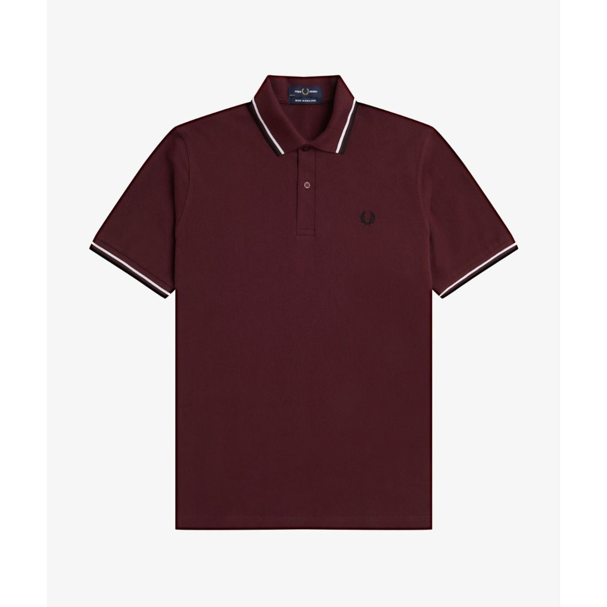 Fred Perry England Twin-Tipped Shirt — Oxblood/White/Black