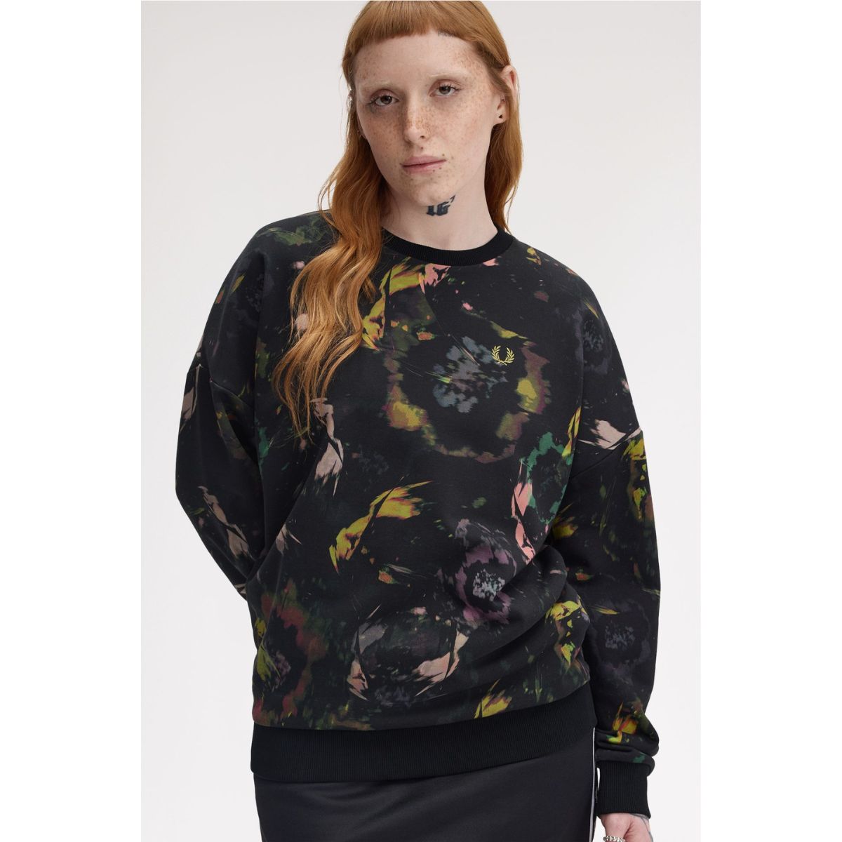 Fred Perry Floral Print Sweatshirt — Black