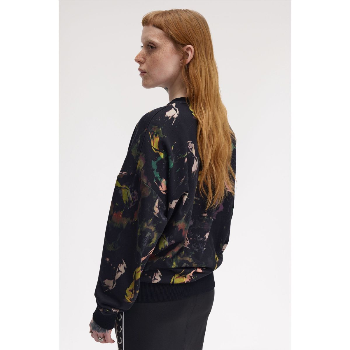 Fred Perry Floral Print Sweatshirt — Black