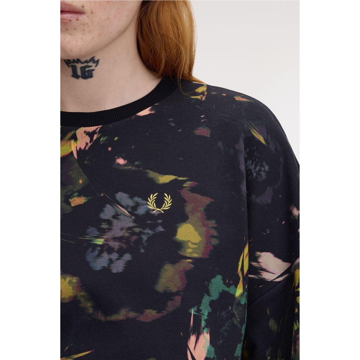 Fred Perry Floral Print Sweatshirt — Black