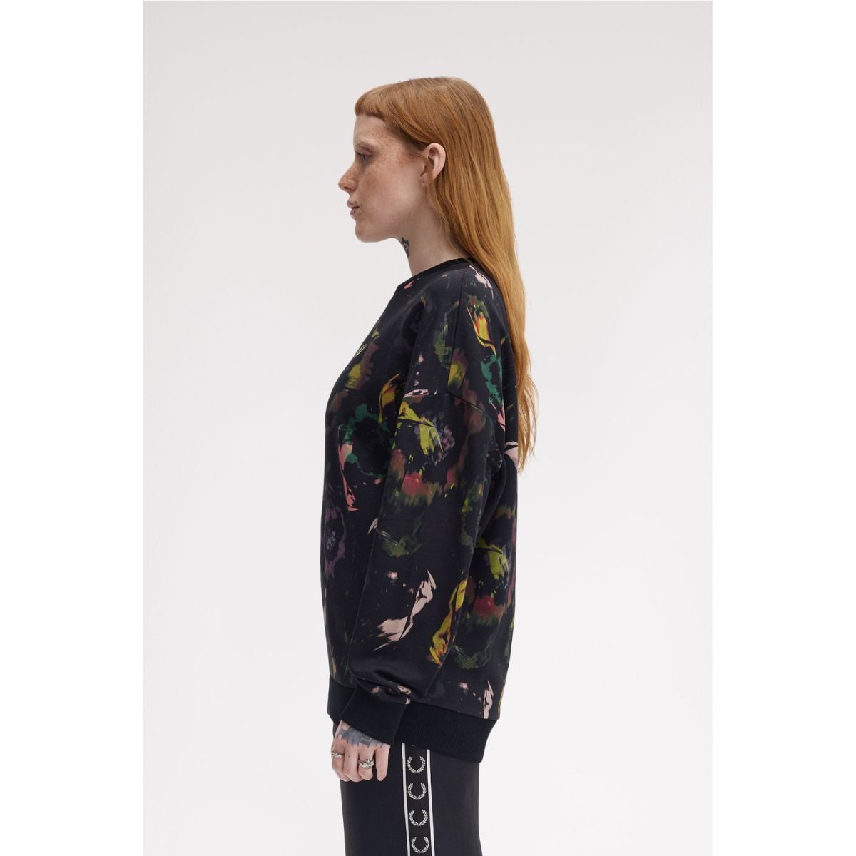 Fred Perry Floral Print Sweatshirt — Black