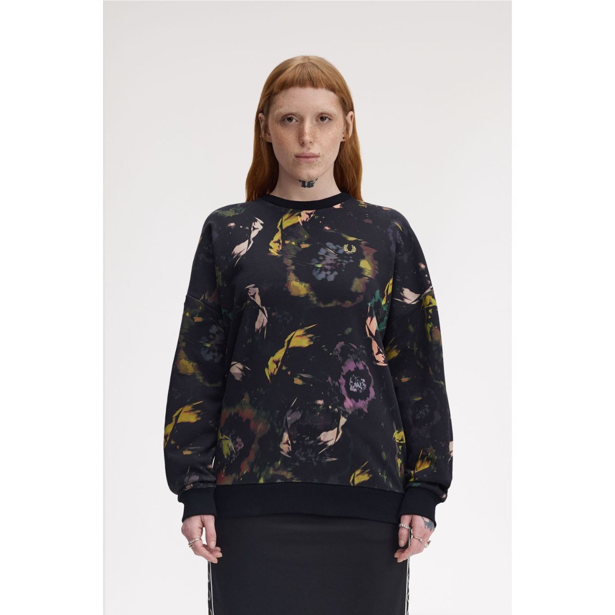 Fred Perry Floral Print Sweatshirt — Black