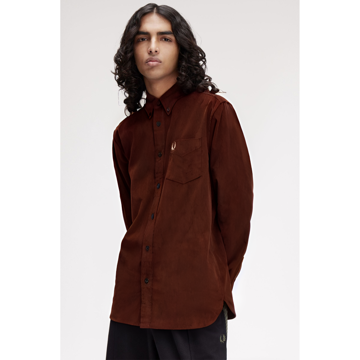 Fred Perry Needle Cord Shirt - Burnt Tobacco
