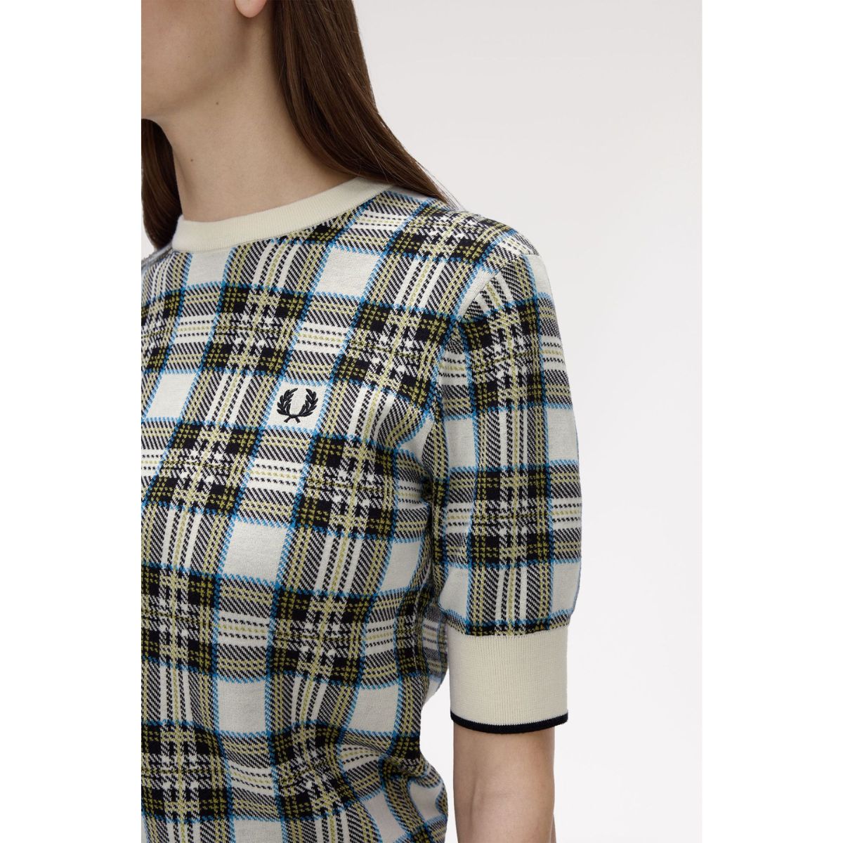 Fred Perry Tartan Knitted Shirt — Ecru