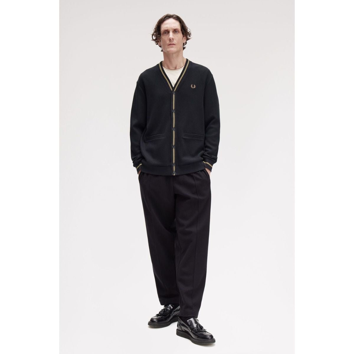 Pull ras du cou classique Fred Perry - Vert nuit
