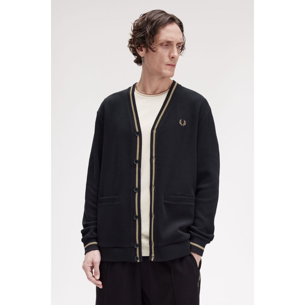 Pull ras du cou classique Fred Perry - Vert nuit