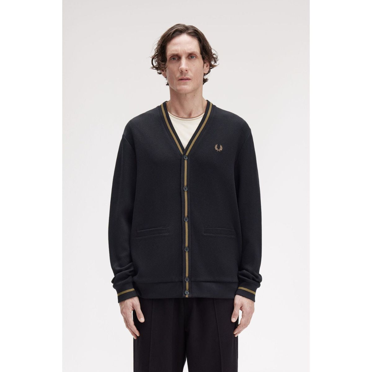 Pull ras du cou classique Fred Perry - Vert nuit