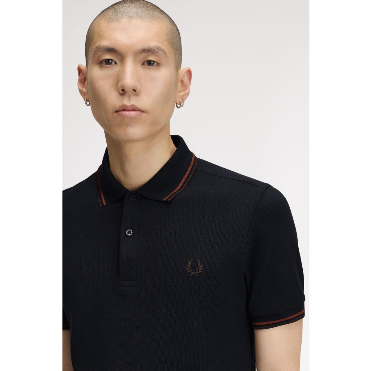 Fred Perry Twin Tipped Polo Shirt - Navy / Brandy / Rich Brown