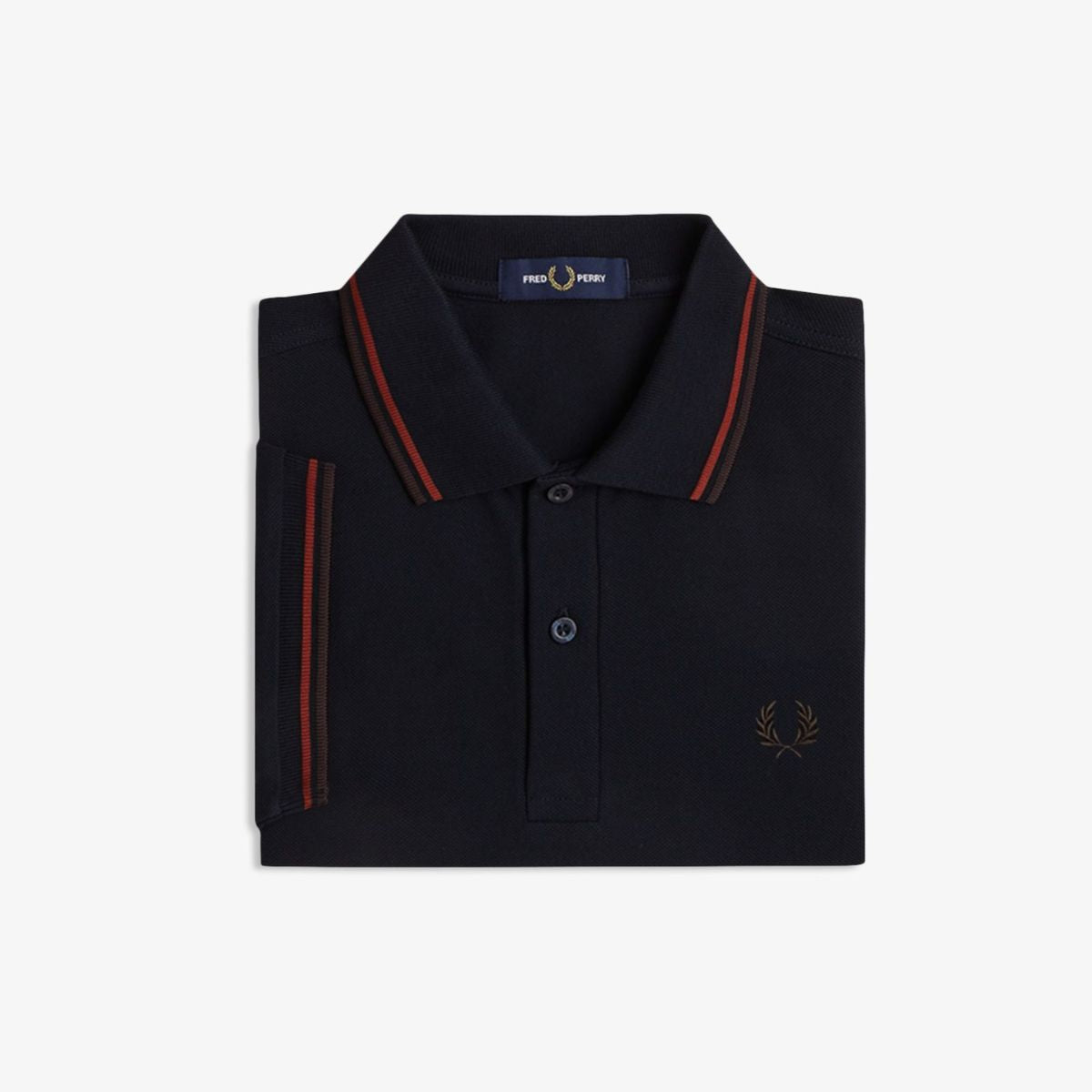 Fred Perry Twin Tipped Polo Shirt - Navy / Brandy / Rich Brown