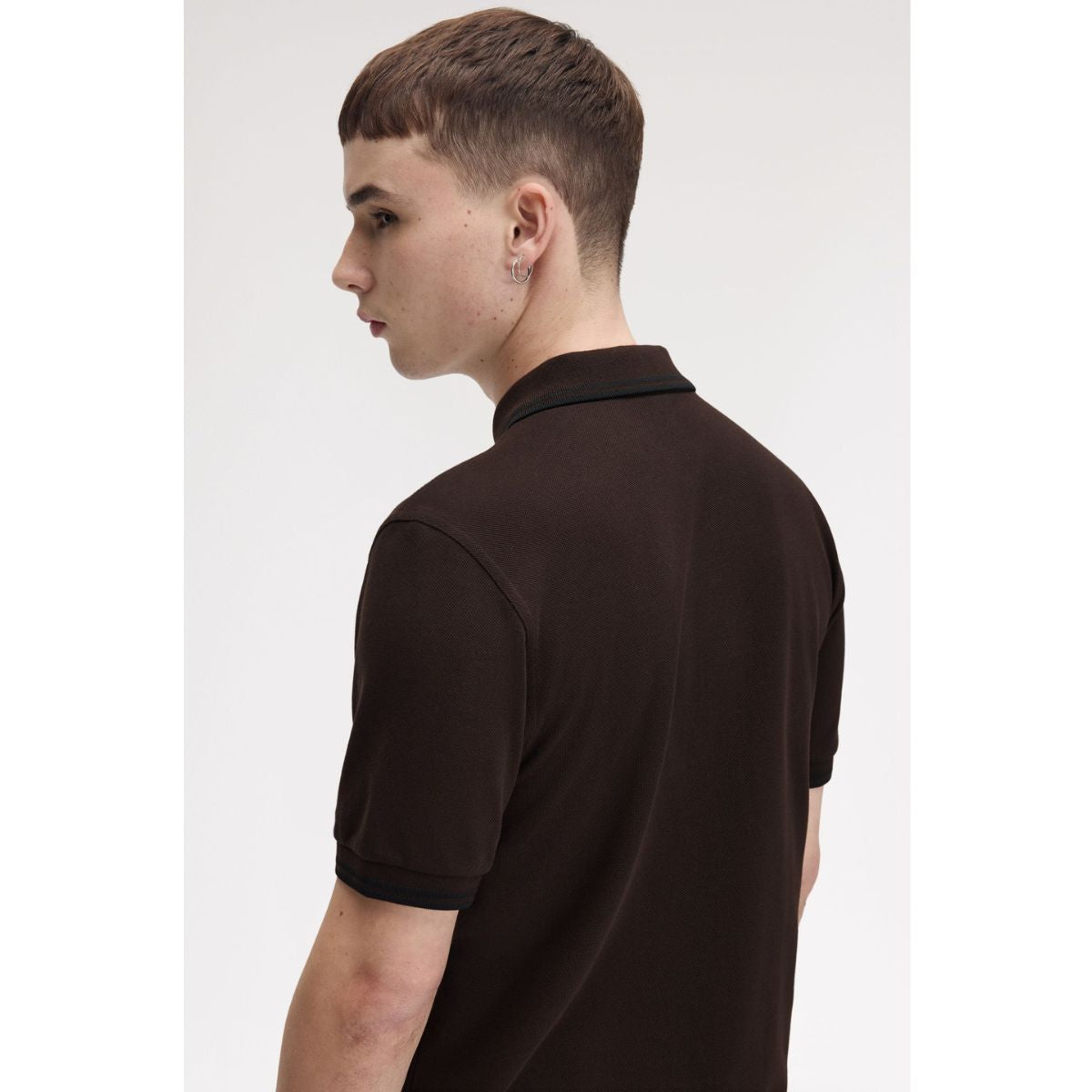 Fred Perry Twin Tipped Polo Shirt - Rich Brown / Black / Black