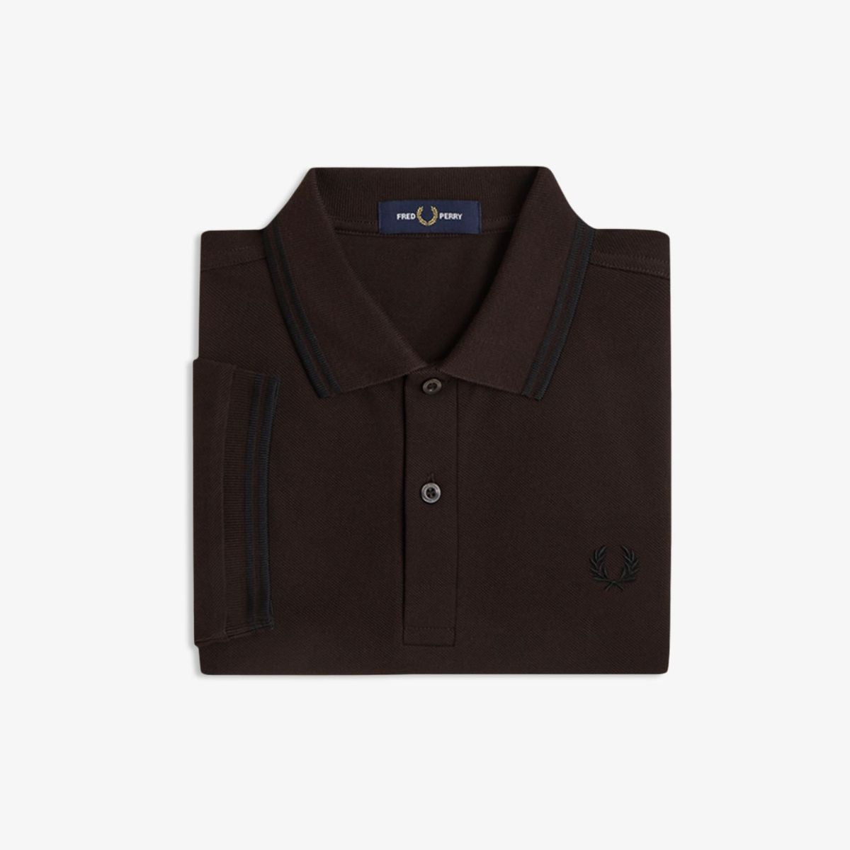 Fred Perry Twin Tipped Polo Shirt - Rich Brown / Black / Black