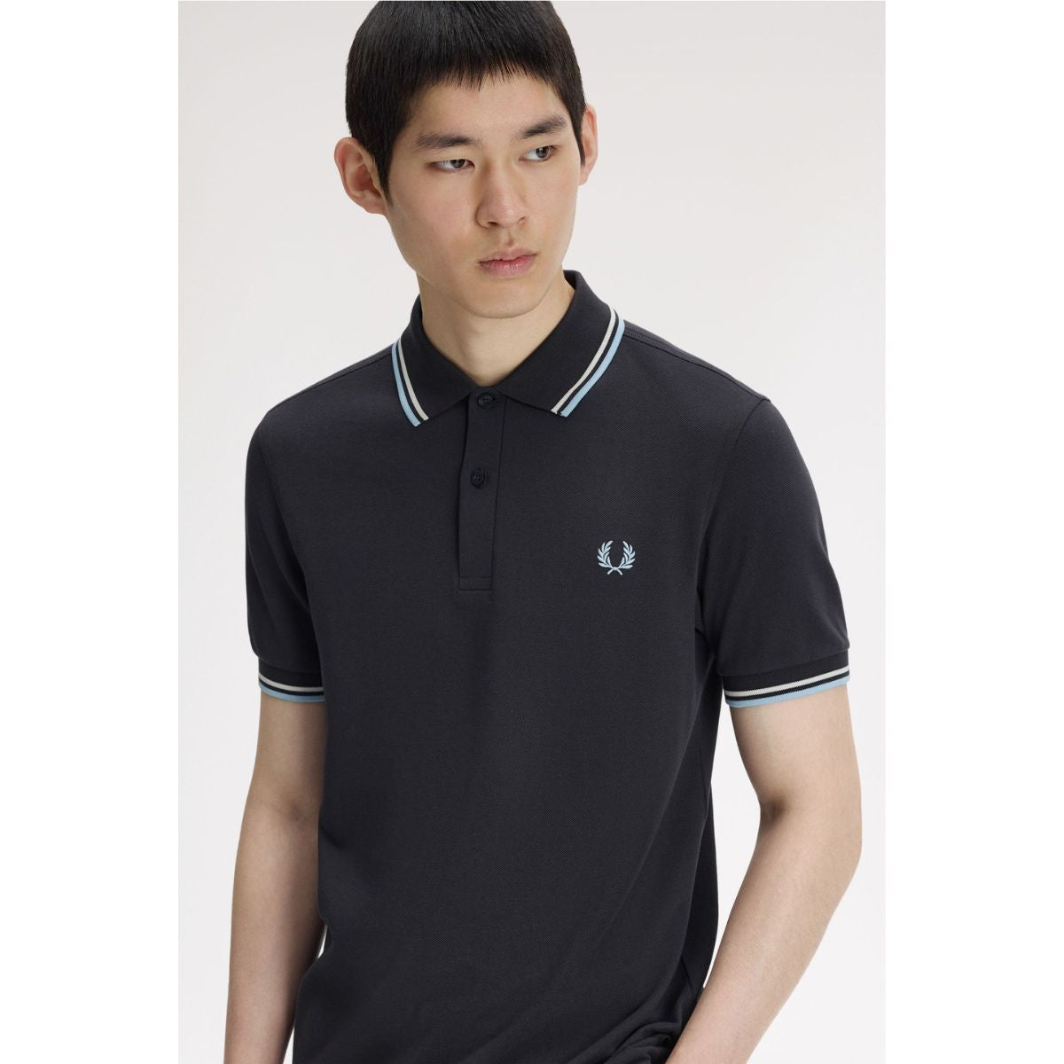 Fred Perry Twin Tipped Polo Shirt - Anchor Grey / Ecru / Ball Boy Blue